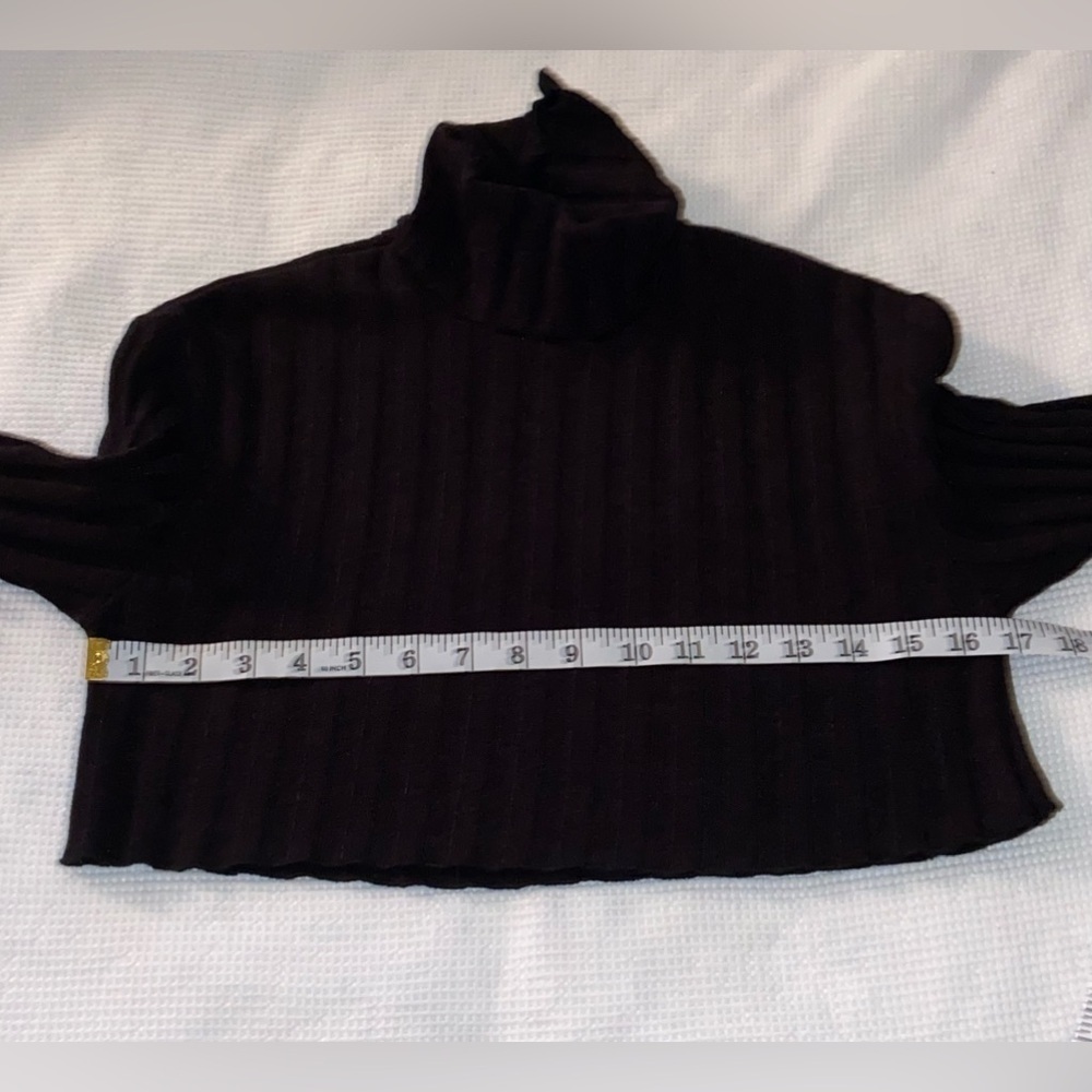 ZARA ribbed turtleneck long sleeves black crop‎ Top size small - Picture 5 of 12